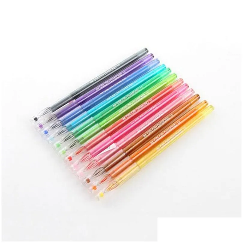 Gel Pens Wholesale 12Pcs Candy Color Diamond Gel Pen School Supplies D Pens Student Gift Drop Delivery Office School Business Industri Dhkk5