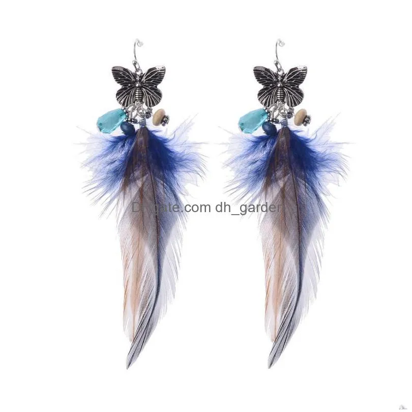 dangle chandelier jewelry feather earrings for women tassel chain boho earring long pendientes ear rings pierce vintage aesthetic h