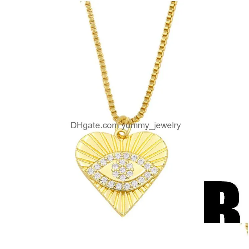 Pendant Necklaces Hiphop Gold Plated Chain Heart Evil Greek Eye Pendant Necklaces Brass Cubic Zirconia Jewelry Vne158 Drop Delivery Je Dhubw