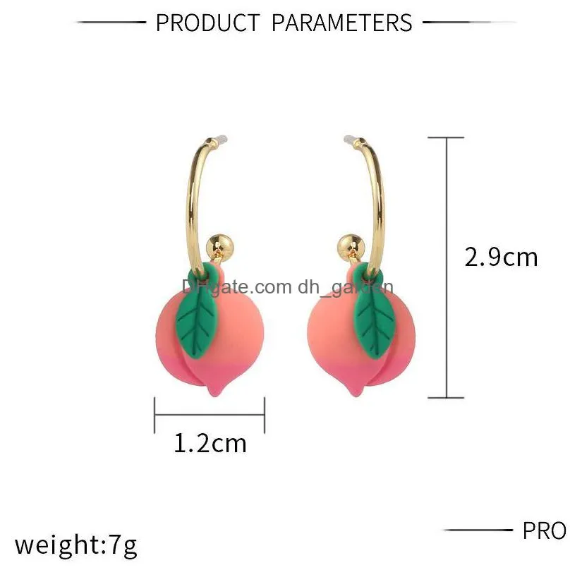 dangle chandelier 2021 pink peach earrings short fashion ear jewelry fruit series for women