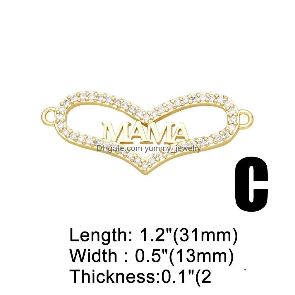 Charms Trendy Brass Heart Mama Charms For Bracelet Copper Gold Plated Family Jewelry Making Supplies Wholesale Chma207 Drop Delivery J Dhvzm