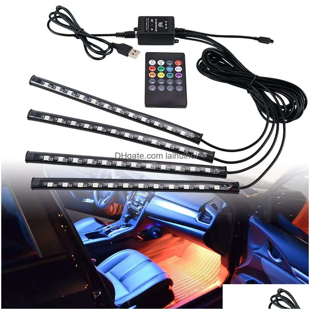 Hid Xenon Kits Car Led Strips Lights 364872 Ambient Rgb Usb 12V Interior Decorative Lamp App Wireless Remote Mode9209698 Drop Delive Dhrdn