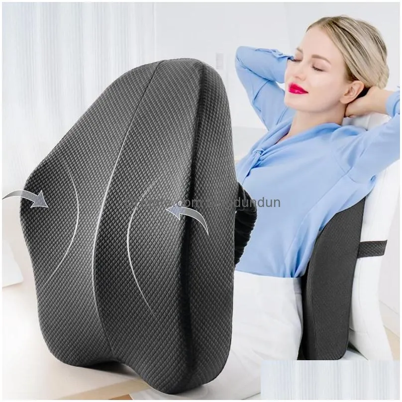 Cushion/Decorative Pillow Cushion/Decorative Pillow Memory Foam Lumbar Support Chair Cushion Orthopedic Seat For Car Office Back Sets Dhszr