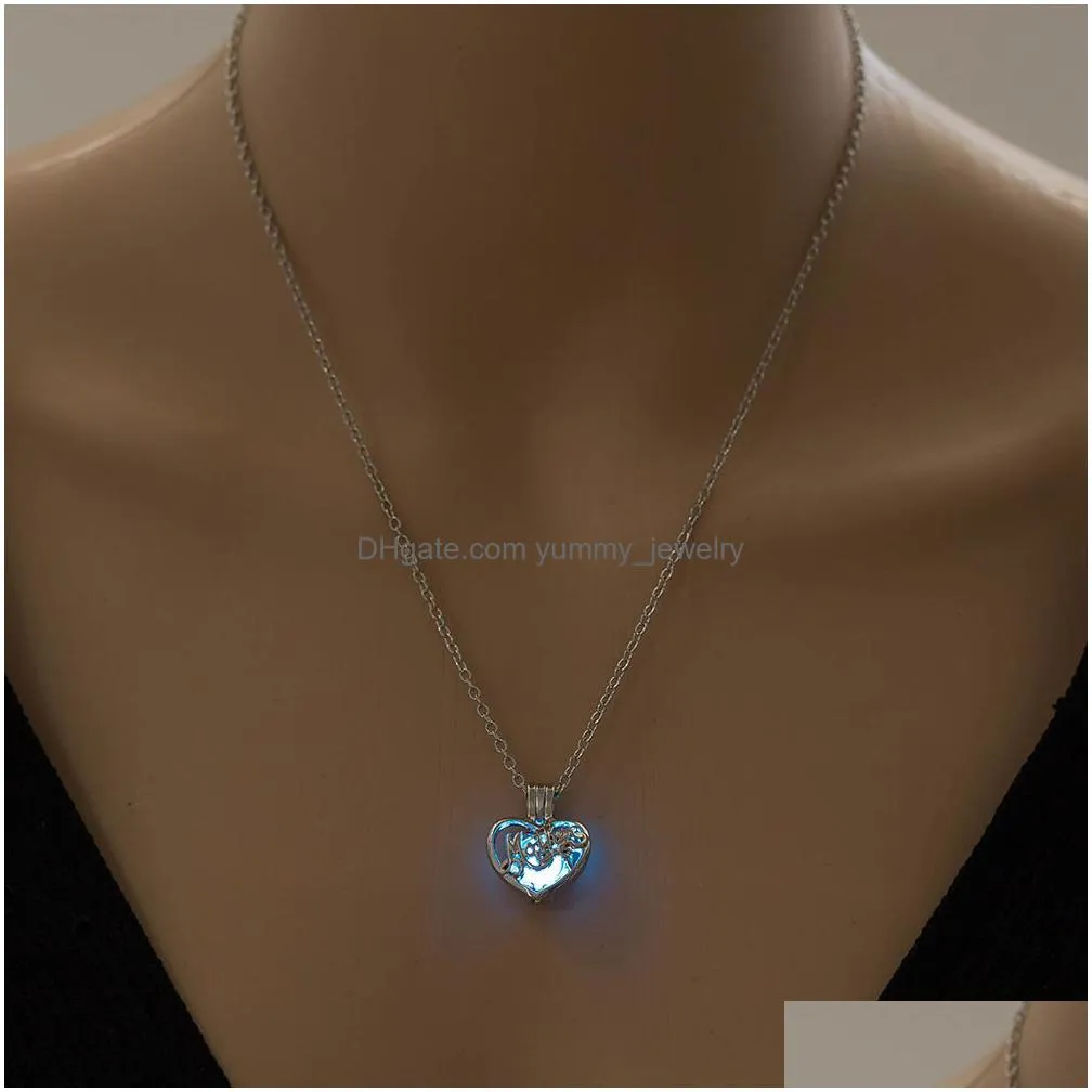 Pendant Necklaces Voleaf Designer Gold Plated Heart Pendant Necklaces 2023 Choker Trendy Drusy Zodiac For Men Luminous Jewelry Women V Dhlt3