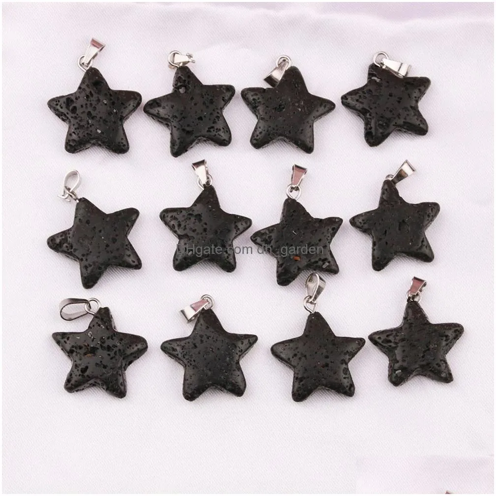 Charms Natural Stone Black Lava Cross Star Charms Aromatherapy Essential Oil Per Diffuser Pendant For Diy Necklace Drop Deli Dhgarden Dh7Qw