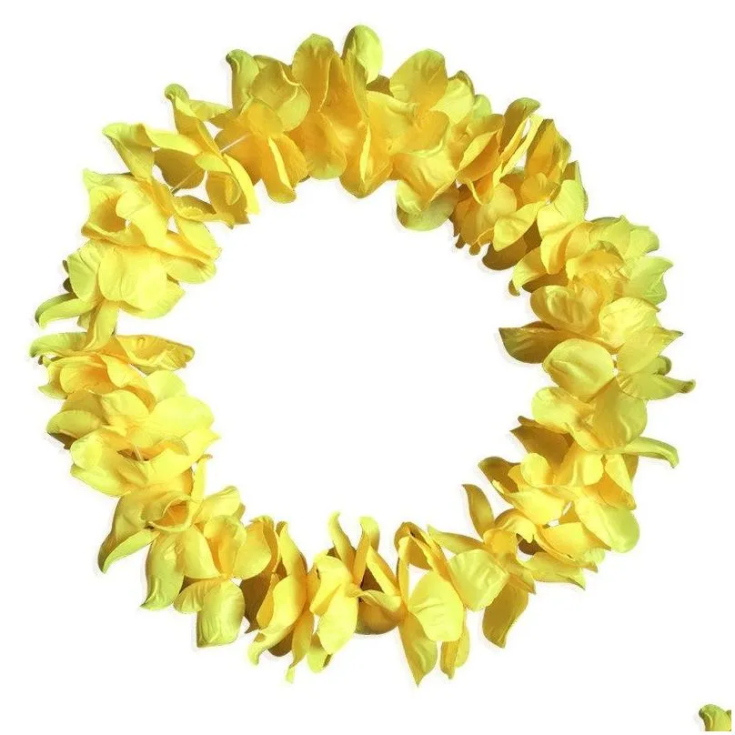 Decorative Flowers & Wreaths Hawaiian Flower Garland Necklace Ha Leis Festive Party Artificial Silk Wreaths Wedding Drop Delivery Home Dhndz