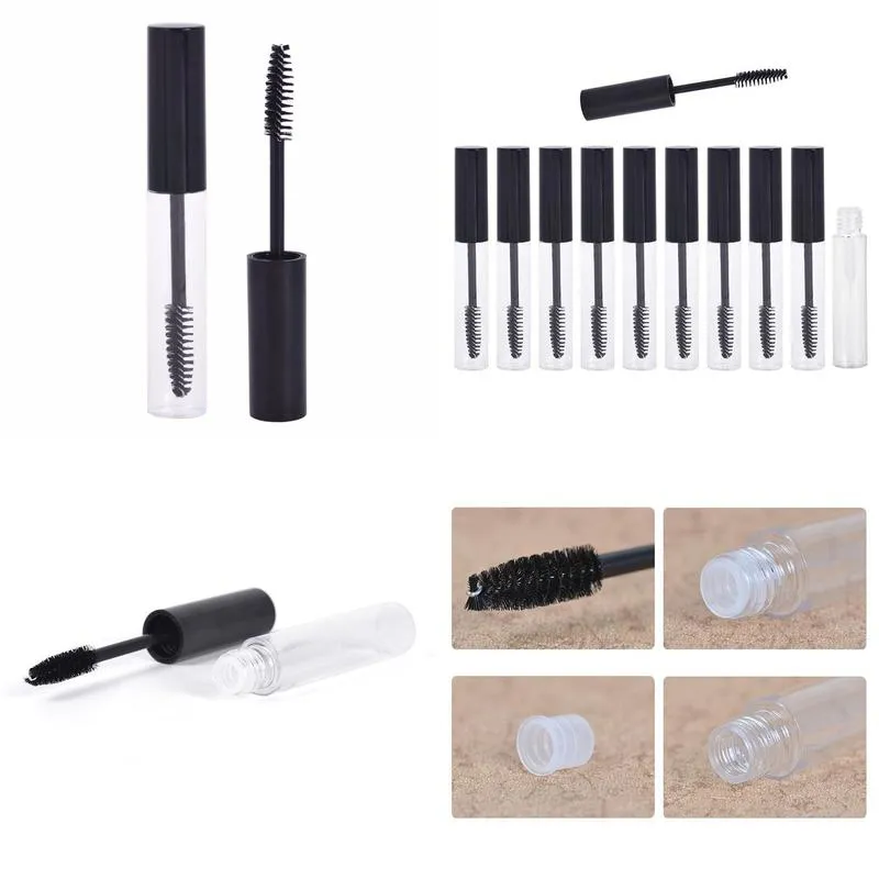 Packing Bottles Wholesale 3.5Ml Stic Petg Small Clear Empty Mascara Tube Vial/Bottle/Container With Black Cap For Eyelash Growth Mediu Dhaix