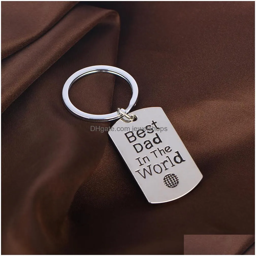 Key Rings 12 Pcs/Lot Best Dad In The World Charm Keychain Family Men Son Daughter Father S Day Gift Key Ring Papa Daddy Car Keyring Je Dhfjq