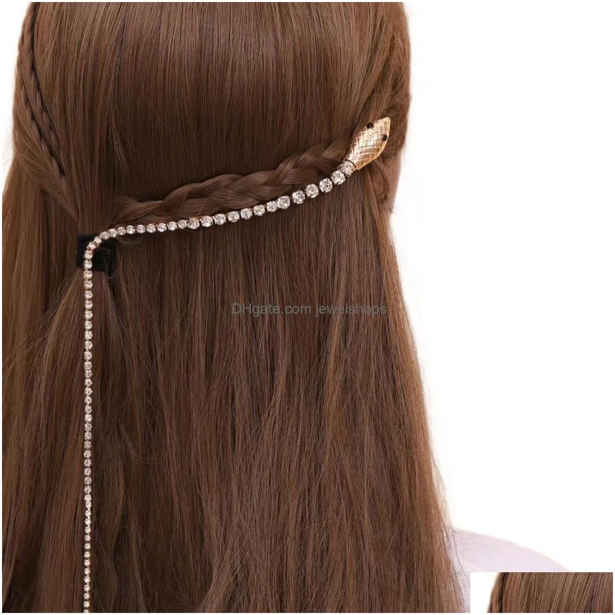 Hair Clips & Barrettes Snake Hairpins Hair Clips For Women Girls Rhinestone Tassel Pins Accessories Fashion Design Gold Sier Bling Cla Dhvja