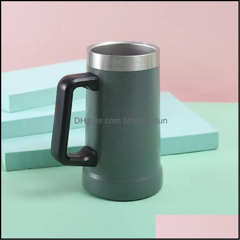 24oz beer mug with handle stainless steel 304 double wall tumbler insulated travel coffee beer cup
