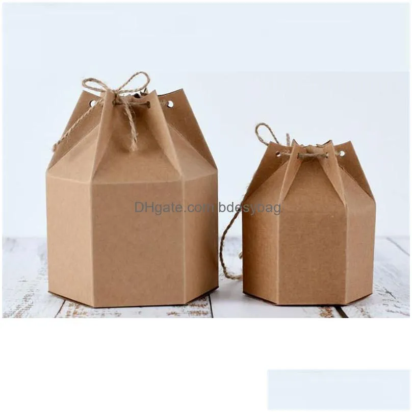 hexonag retro kraft paper box tea rolled sugar box lantern sugar casket cookie box wedding party gift casket ct0029