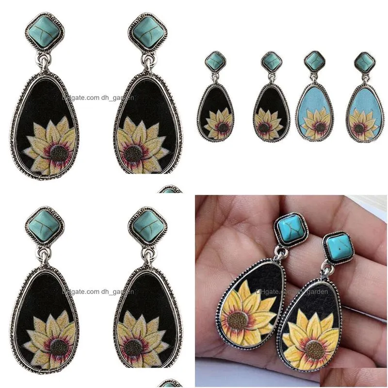 dangle chandelier 1 pair fashion sunflowers earrings girls women vintage small sunflower pendant gifts jewelry