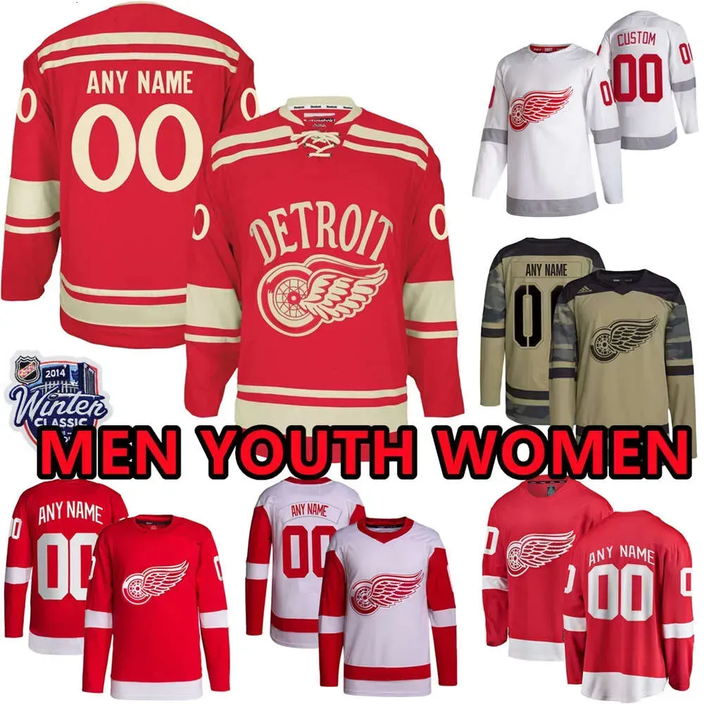 Custom Hockey  Jerseys Red``wings``mens 9 Gordie Howe 71 Dylan Larkin 59 Tyler Bertuzzi 53 Moritz Seider 8 Ben Chiarot 48 Alex