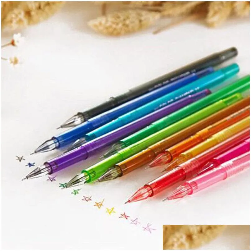 Gel Pens Wholesale 12Pcs Candy Color Diamond Gel Pen School Supplies D Pens Student Gift Drop Delivery Office School Business Industri Dhkk5