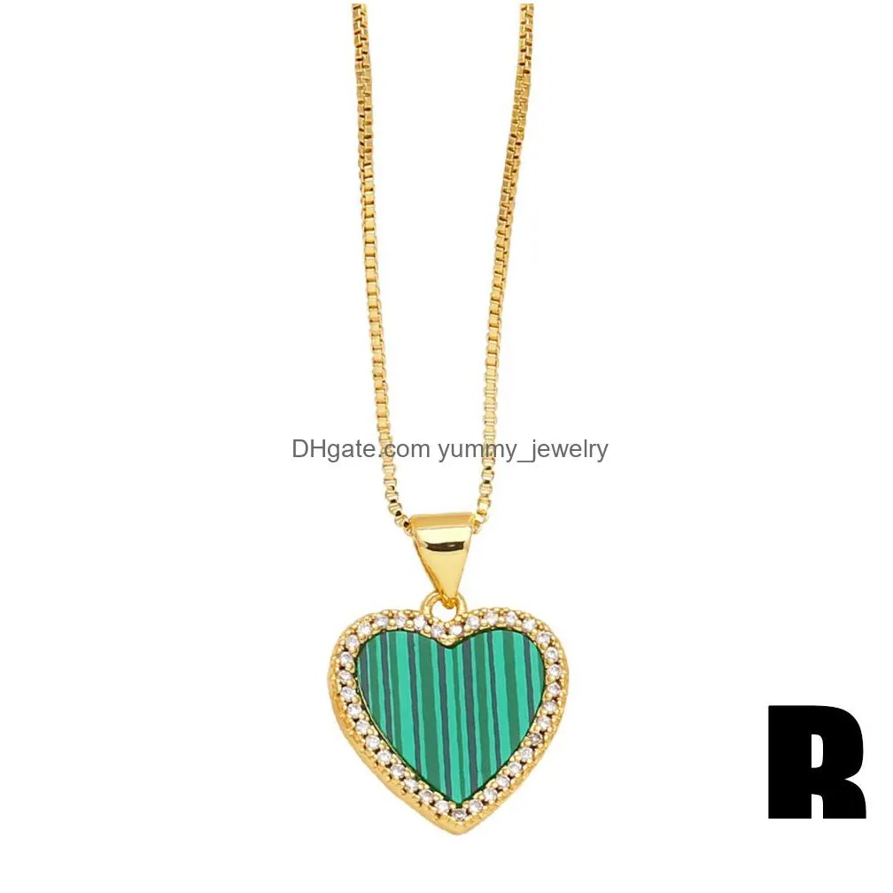 Pendant Necklaces New Arrival Zircon Heart Necklaces For Women Copper Gold Plated Caduceus Necklace Simple Fashion Jewelry Drop Delive Dhuel