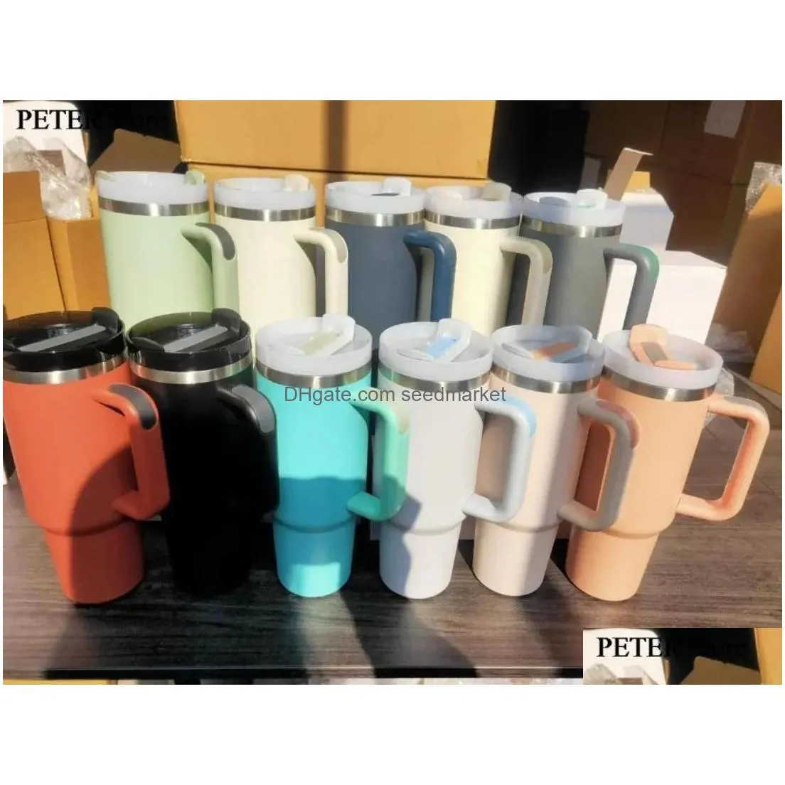 ready to ship quencher tumblers h2.0 40oz stainless steel cups with silicone handle lid and straw 2nd generation car mugs keep drinking cold water