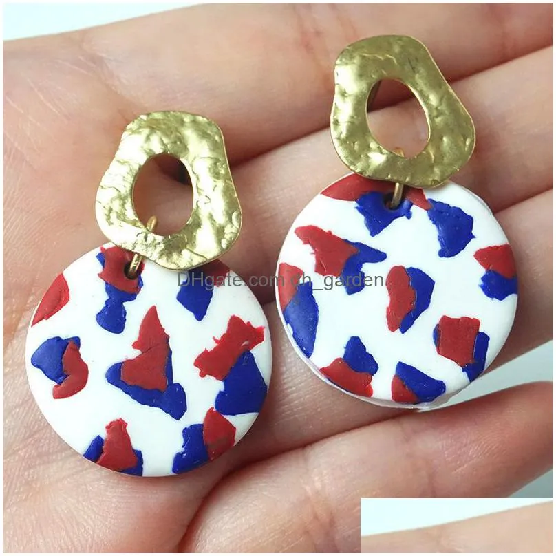 dangle chandelier 2021 trendy acrylic ceramic american independence day souvenir flag drop earrings for women jewelry