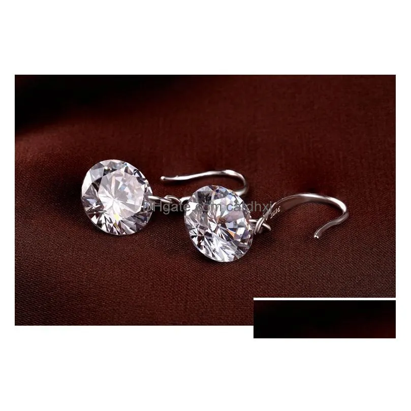 Charm Jln 925 Sterling Sier Dangle Earring Hook Round Aaa Cubic Zircon Simple Elegant Jewelry For Drop Delivery Jewelry Earrings Dhqew