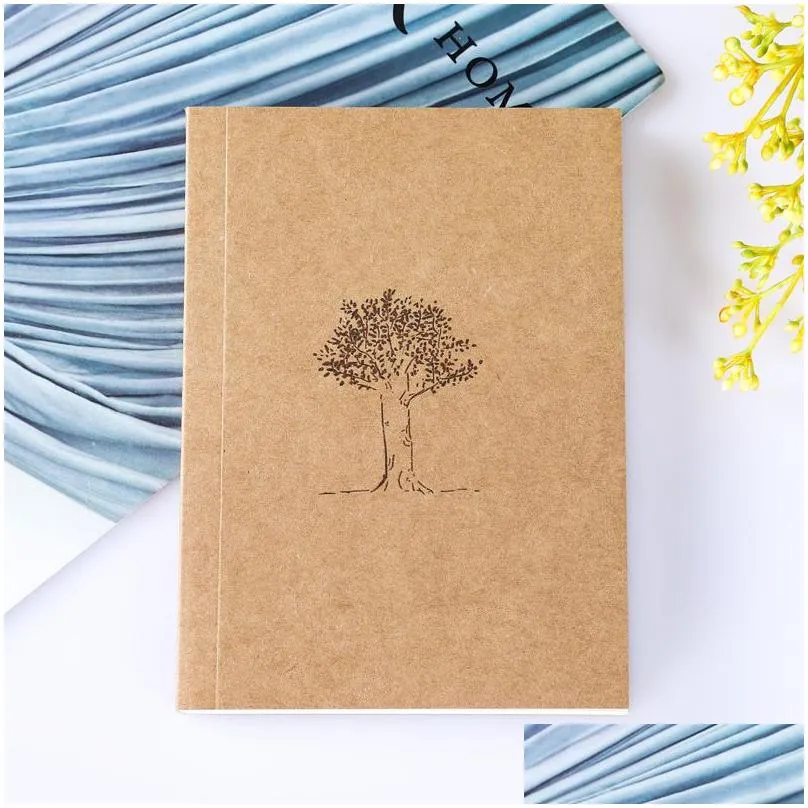 Notepads Wholesale Small Blank Kraft Paper Notebook Notepad Sketchbook Diary Journal Paint Ding Pattern Randomly Stationery Drop Deliv Dhbae