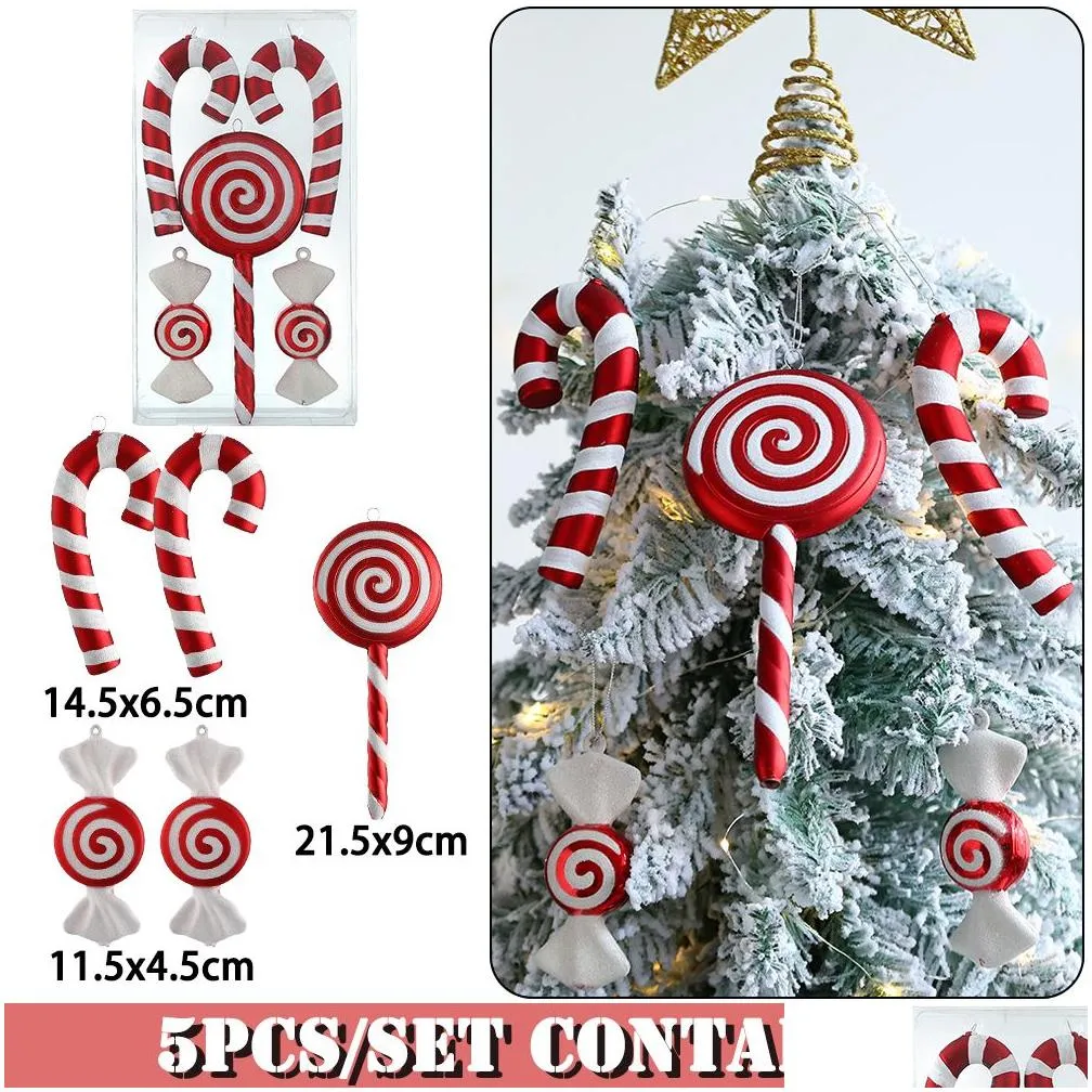 Christmas Decorations Christmas Decorations Mix Cute Xmas Candy Canes Lollipop Tree Balls Ornament Hanging Home Decoration 2023 Navida Dh0Ri