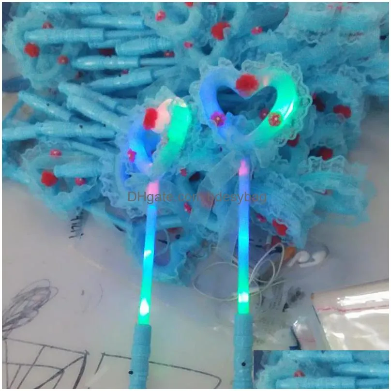 fun flashing stick love heart fairy stick lighting magic wand concert cheering props halloween party supplies f2017478