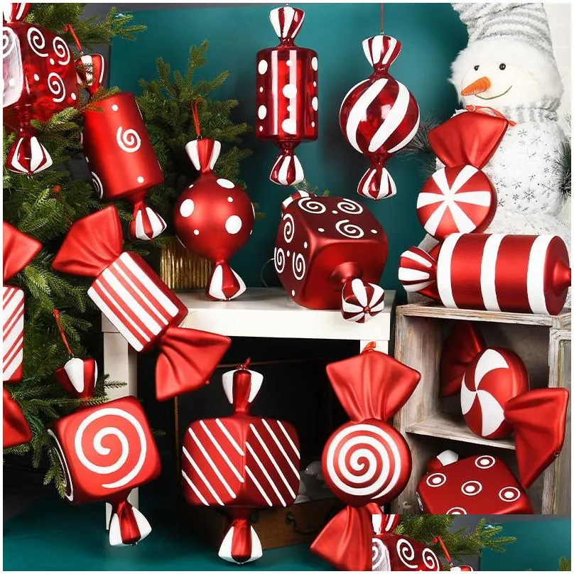 Decorative Objects & Figurines Decorative Objects Figurines Oversize Red White Candy Cane Christmas Tree Decorations For Home Celebrat Dhyjn