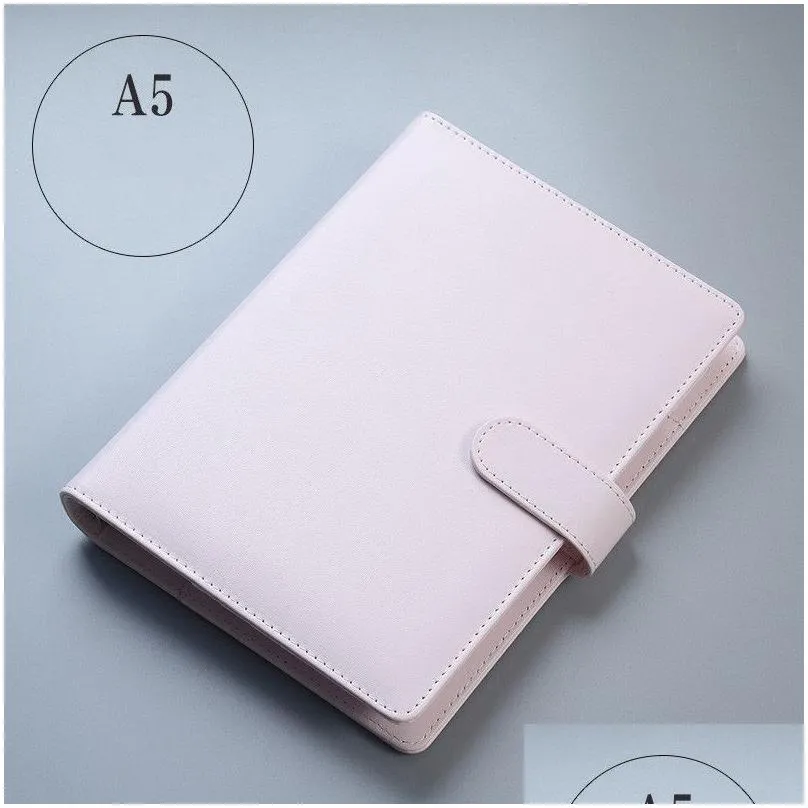 Notepads Wholesale Pu Leather Notebook Binder Refillable 6 Rings Er Loose Leaf Planner With Buckle Closure Drop Delivery Office School Dh9Wh