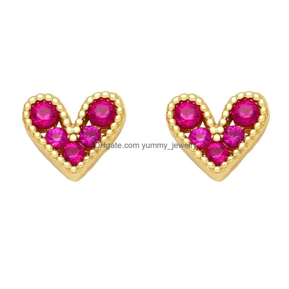 Stud Voelaf Cute Mini Zircon Small Heart Stud Earrings Fashion Wholesale Diamond Crystal Jewelry For Women Vea104 Drop Delivery Jewelr Dhqzp