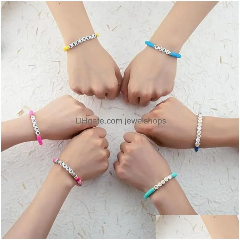 Beaded 11Pcs Taylor Swiftie Friendship Bracelets Set Surfer Heishi Beads Strands Fearless Letter Charm Stackable Soft Clay Boho Wristb Dhdtw