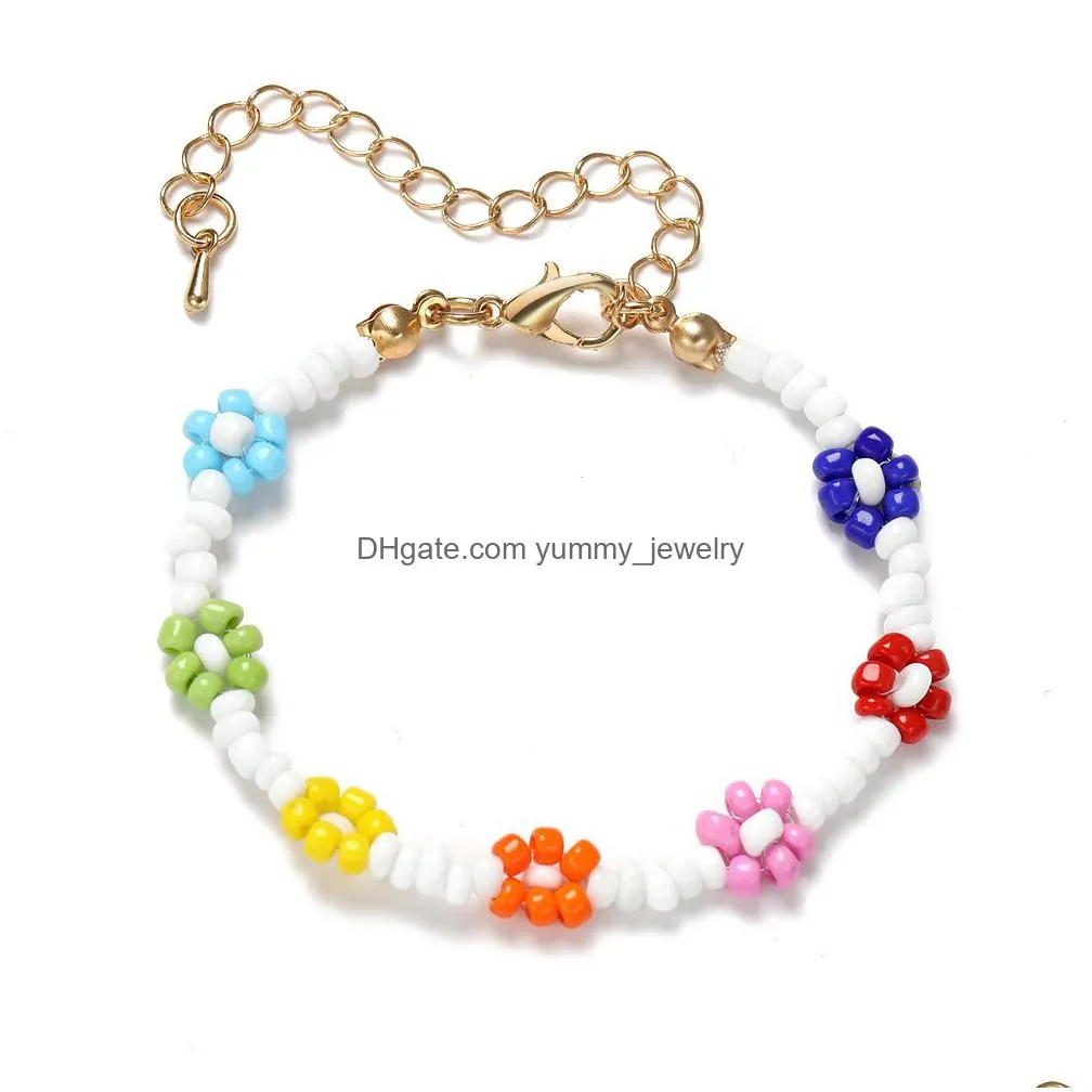 Charm Bracelets Voleaf Bohemian Flower Colorf Beads Bracelet For Women Party On Hand Boho Summer Beach Jewelry Gifts Vbr144 Drop Deliv Dhjf0