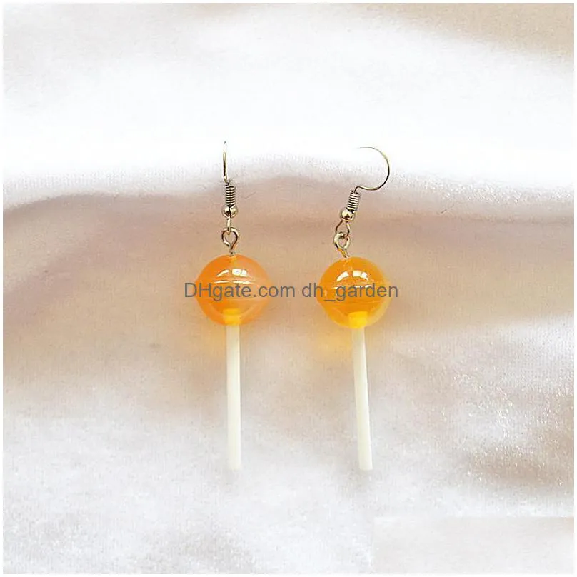 dangle chandelier earring for women resin lollipop drop children jewelry custom made handmade cute girls cotton candy gift