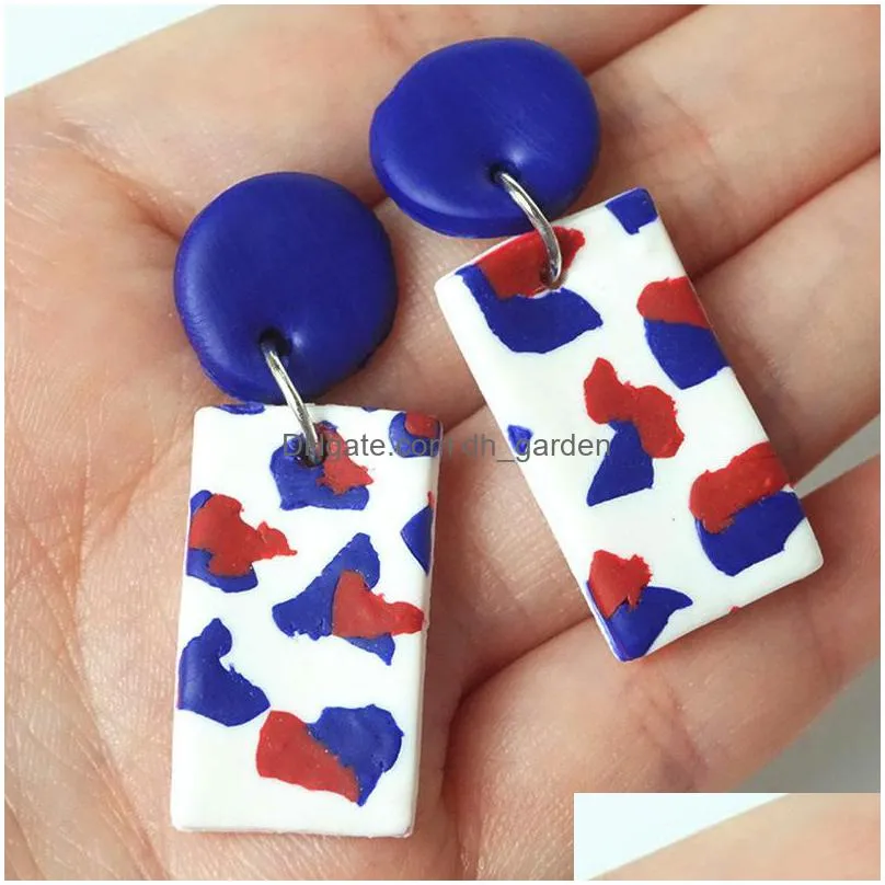 dangle chandelier 2021 trendy acrylic ceramic american independence day souvenir flag drop earrings for women jewelry