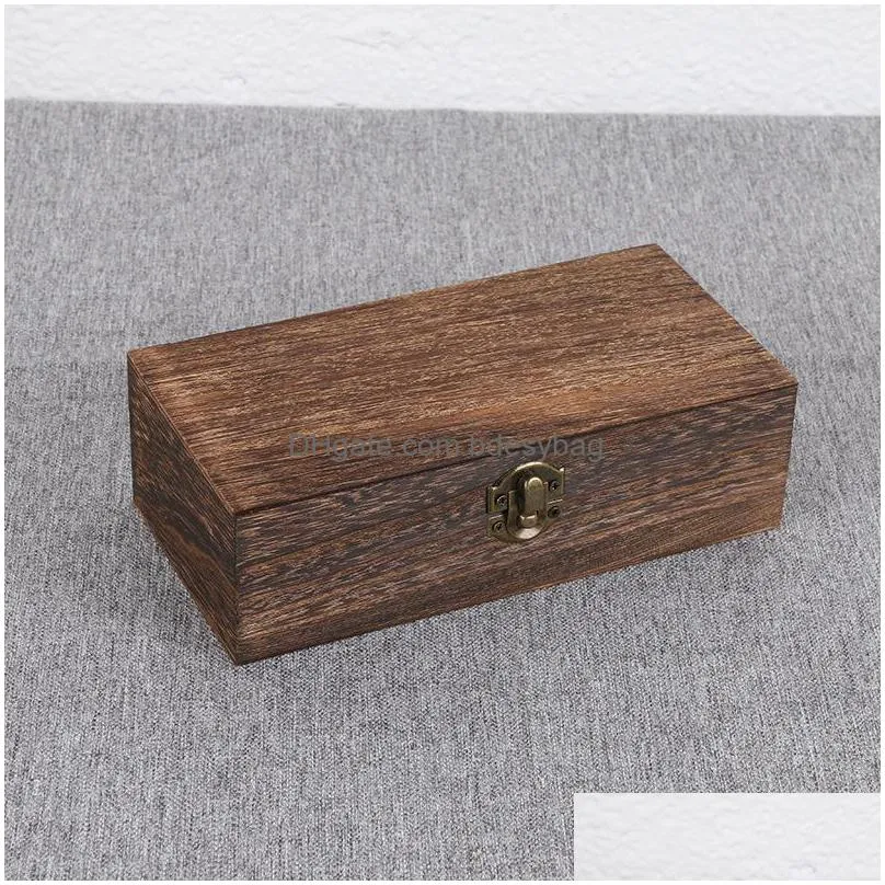 retro jewelry box organizer desktop natural wood clamshell storage case home decoration handcrafted wooden gift boxes lx4905