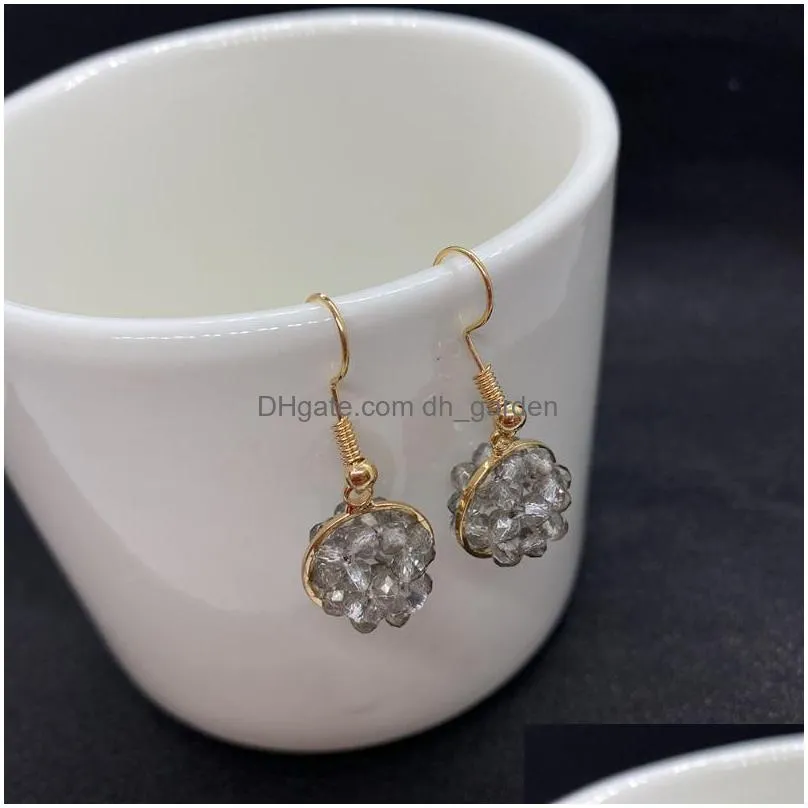 dangle chandelier natural crystal earrings unique white gold beads elegant fashion jewelry women pendants diy