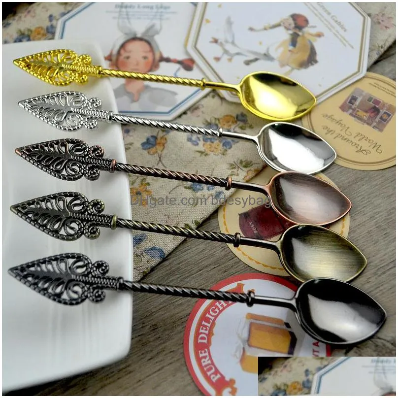 retro power cane handle kitchen tea spoon small vintage kitchen cutlery cake dessert scoop coffee tea sugar mixer spoons lx0340