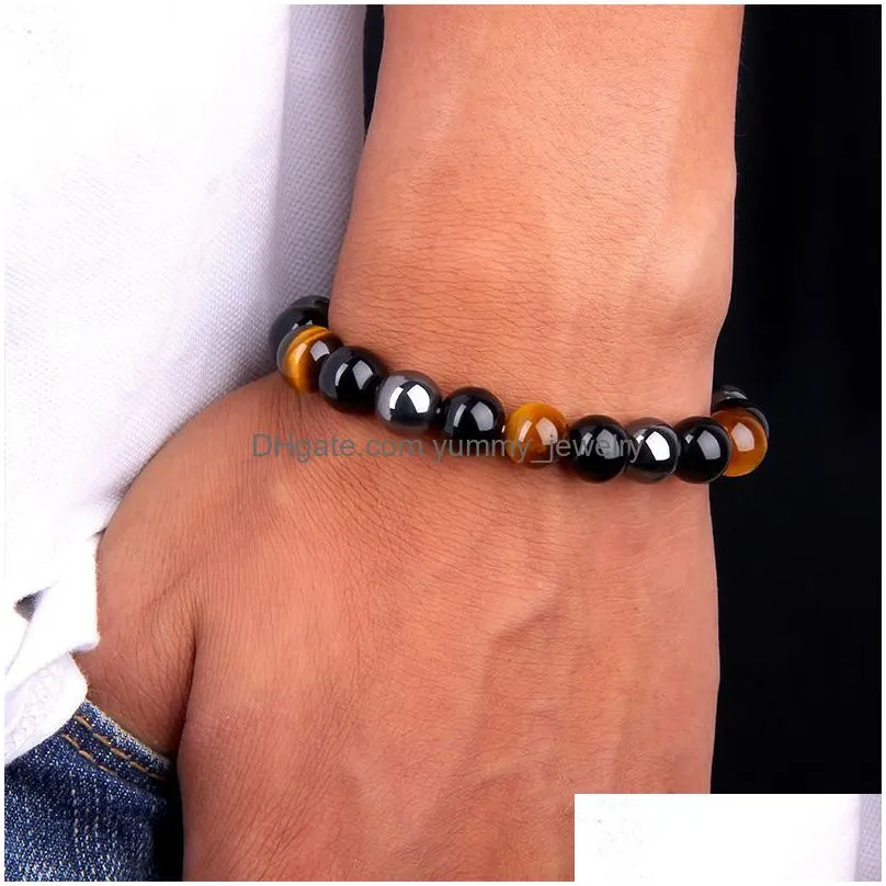 Charm Bracelets Voleaf Natural Stone Bracelet Beaded Bracelets For Men Tiger Eye Beads Jewellery Vbr116 Drop Delivery Jewelry Bracelet Dhmdz