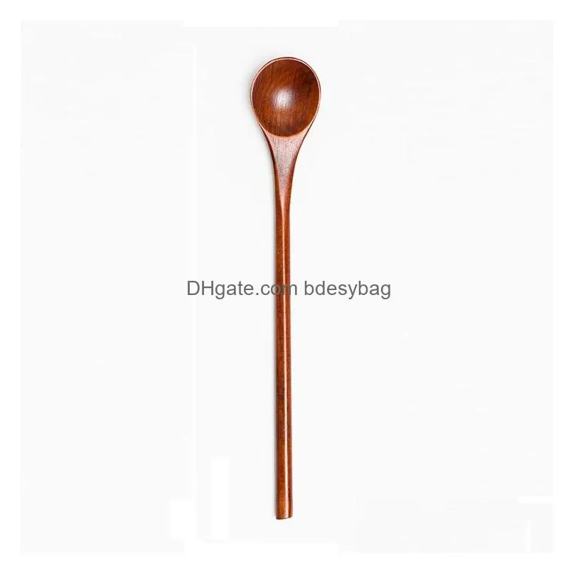 new arrival 20cm round stick wooden long handle spoon coffee spoon honey mixing spoon wholesale lx2734