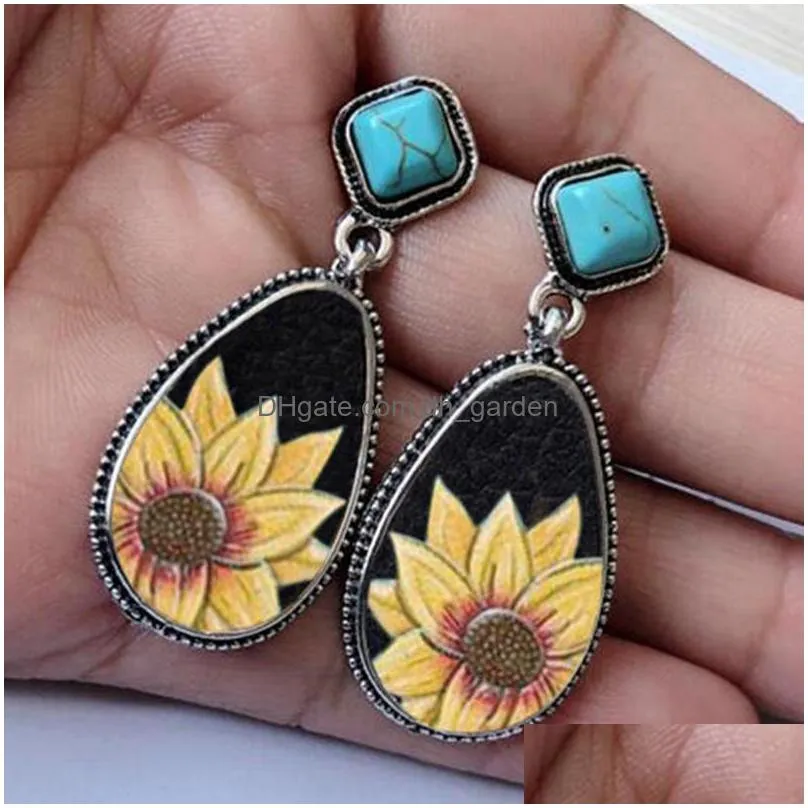 dangle chandelier 1 pair fashion sunflowers earrings girls women vintage small sunflower pendant gifts jewelry