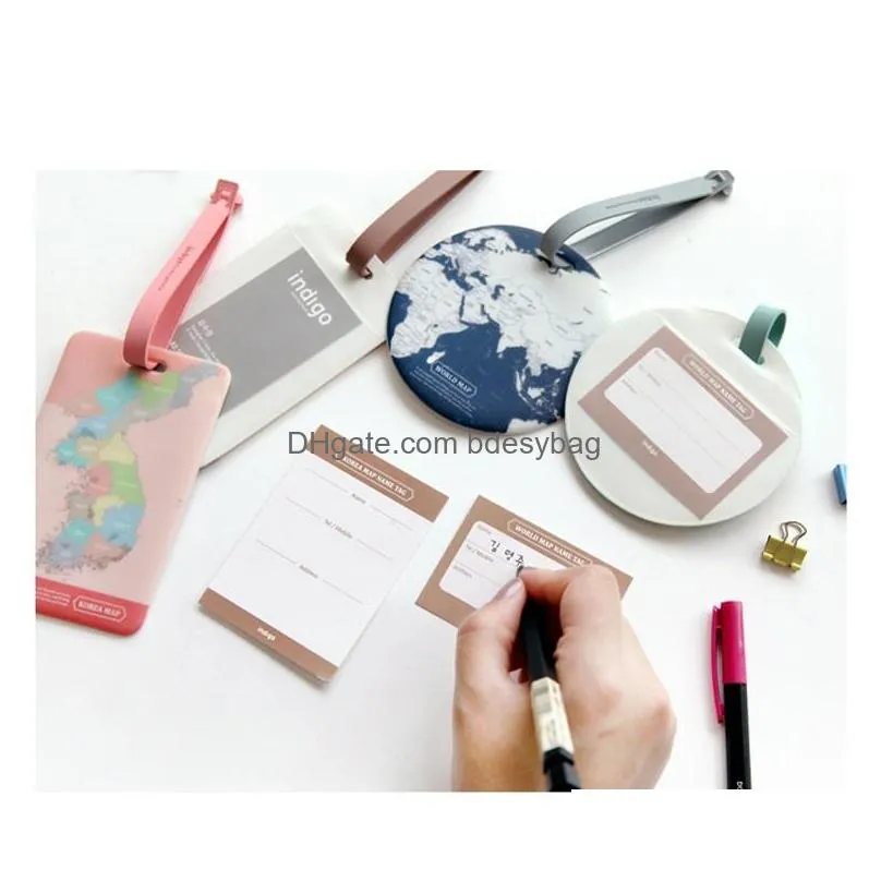 fashion map luggage tag women travel accessories silica gel suitcase id address holder baggage boarding tag portable label bag ct0150