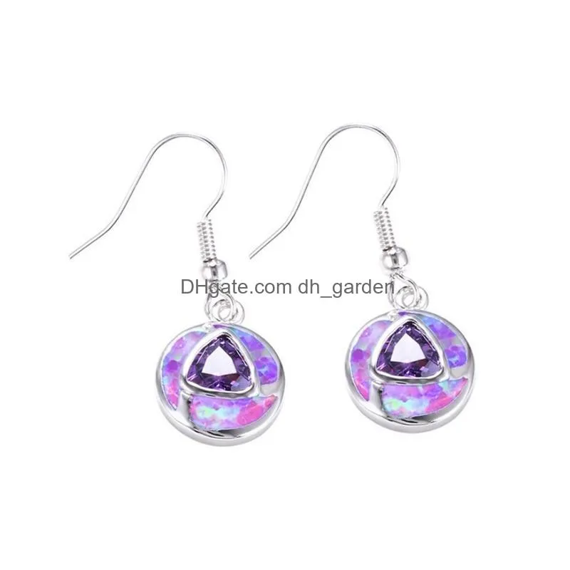 dangle chandelier fysl silver plated many colors round hollow opalite opal earrings for women charm jewelry