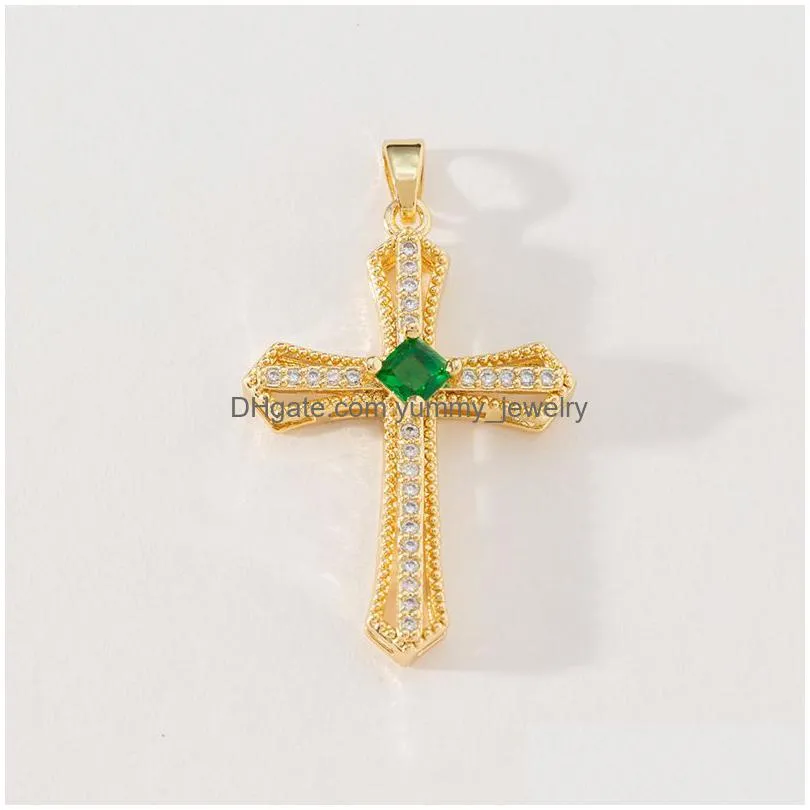 Charms Voleaf Cz Cross Charms Pendant For Necklace Making Copper Gold Plated Crucifix Jewelry Supplies Diy Wholesale Bk Vjc105 Drop De Dhsnd