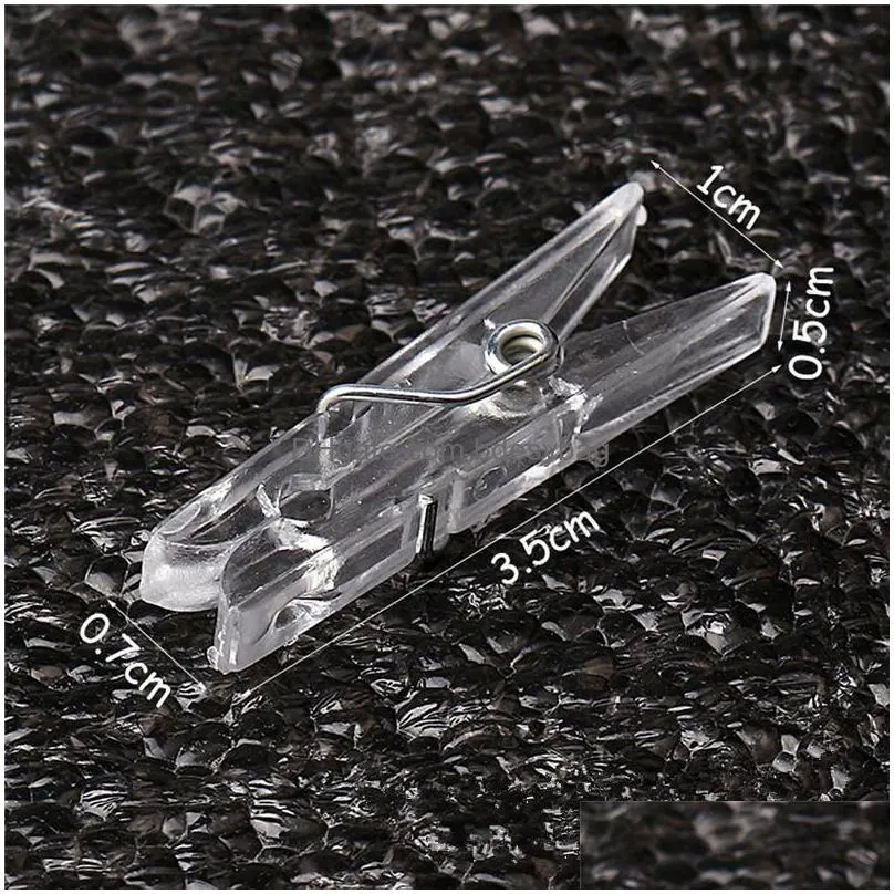 mini spring clear transparent clips clothes photo paper peg pin clothespin craft clips party home decoration lx2253