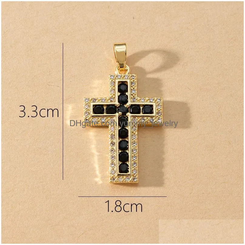 Charms Voleaf Cz Cross Charms Pendant For Necklace Making Copper Gold Plated Crucifix Jewelry Supplies Diy Wholesale Bk Vjc105 Drop De Dhsnd