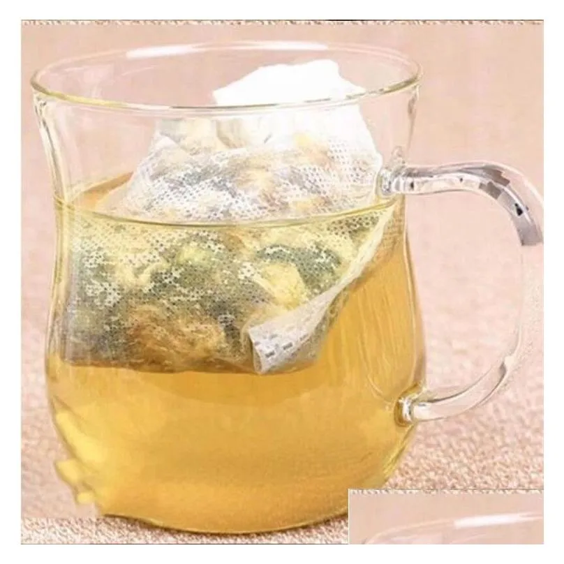 Coffee & Tea Tools 100Pcs Nonwoven Disposable Empty Tea Bags Loose Leaf Coffee Infuser Safety And Environmental Food-Grade Drop Delive Dh8Uh