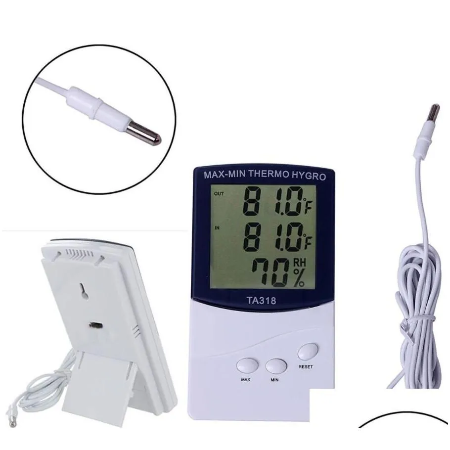 Temperature Instruments Wholesale Ktj Ta318 High Quality Digital Lcd Indoor/ Outdoor Thermometer Hygrometer Temperature Humidity Therm Dh6Po