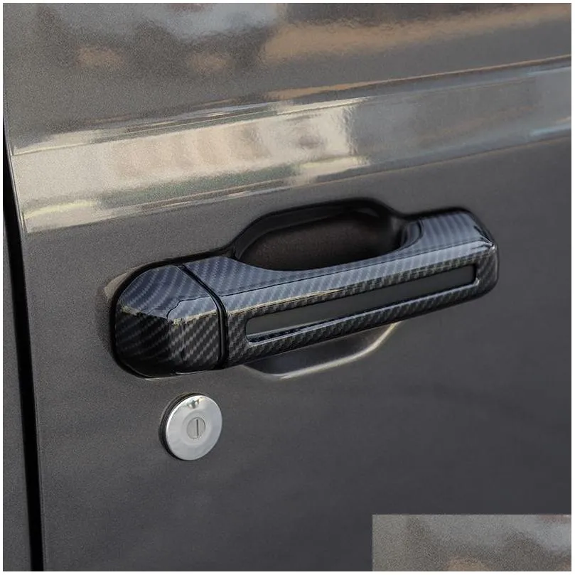 Other Exterior Accessories 4Doors Door Handle Car Tail Outside Shell Carbon Fiber 10Pcs For Jeep Wrangler Jl Add High Quality Exterior Dhhf1