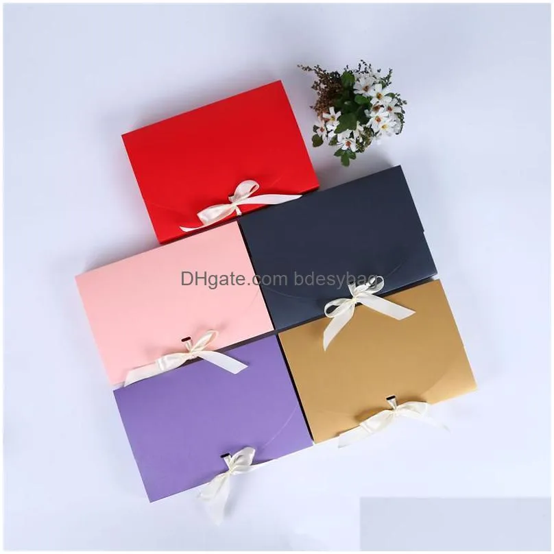 26x17.5x3.5cm large gift box cosmetic bottle scarf clothing packaging color paper box with ribbon underwear packing box lz01853