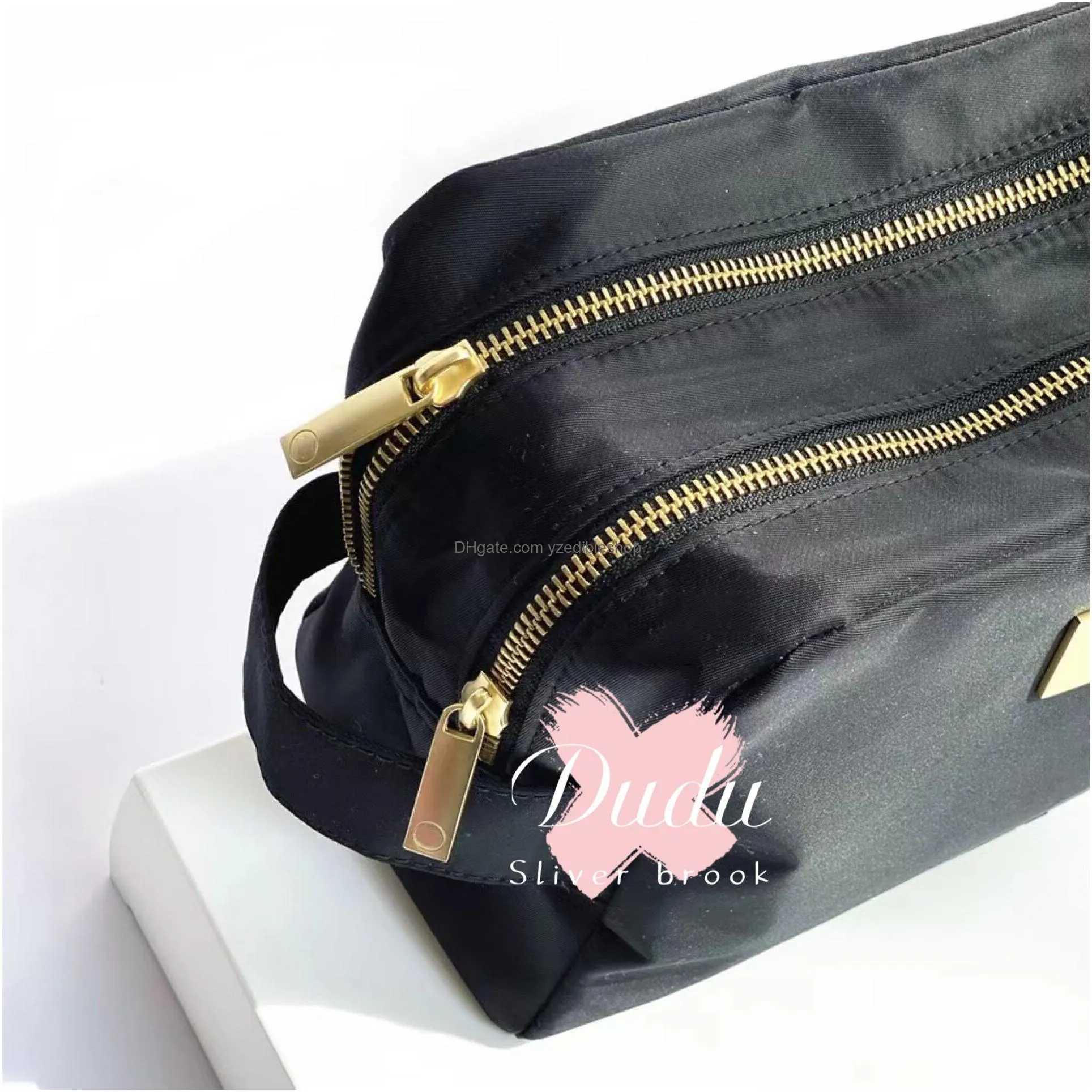storage bags 23x11x7cm nylon fashion beaute organization portable carry-on c case double zipper housekeeping toiletry bag with gift