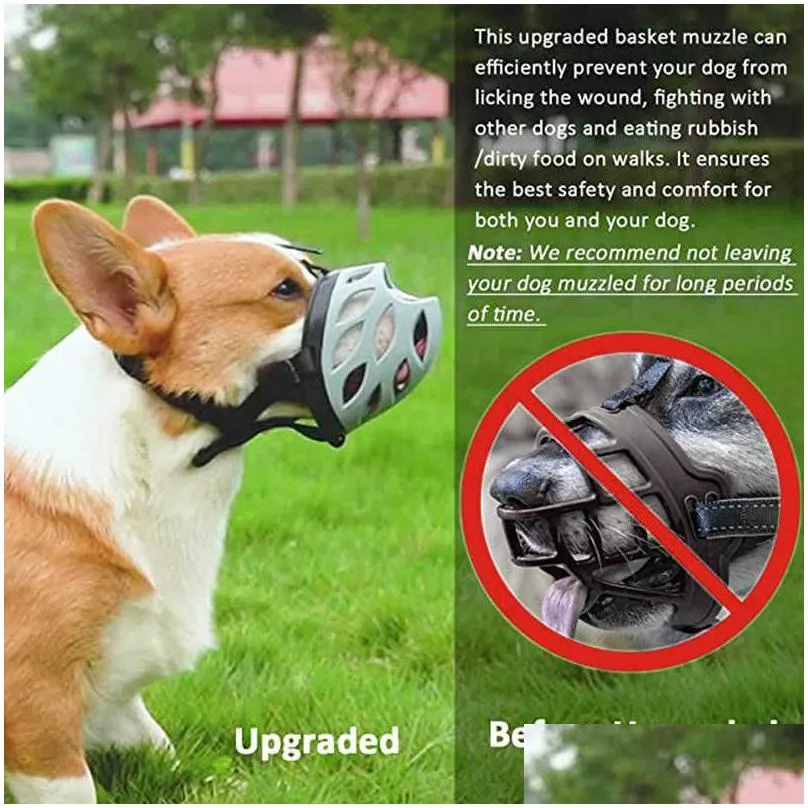 Dog Collars & Leashes Muzzle Breathable Basket Muzzles Dog For Small Medium Large Dogs Mask Anti Biting Barking Chewing Pet Training P Dhaj7