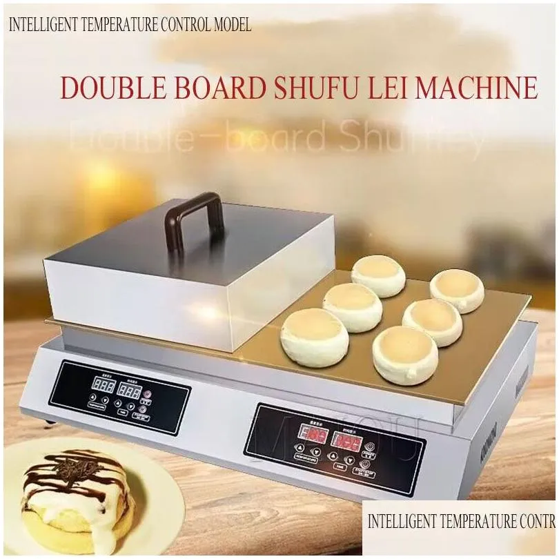 commercial double head 110v 220v souffle maker snacks machine copper pan rapid heating fluffy pancake baker souffler machine